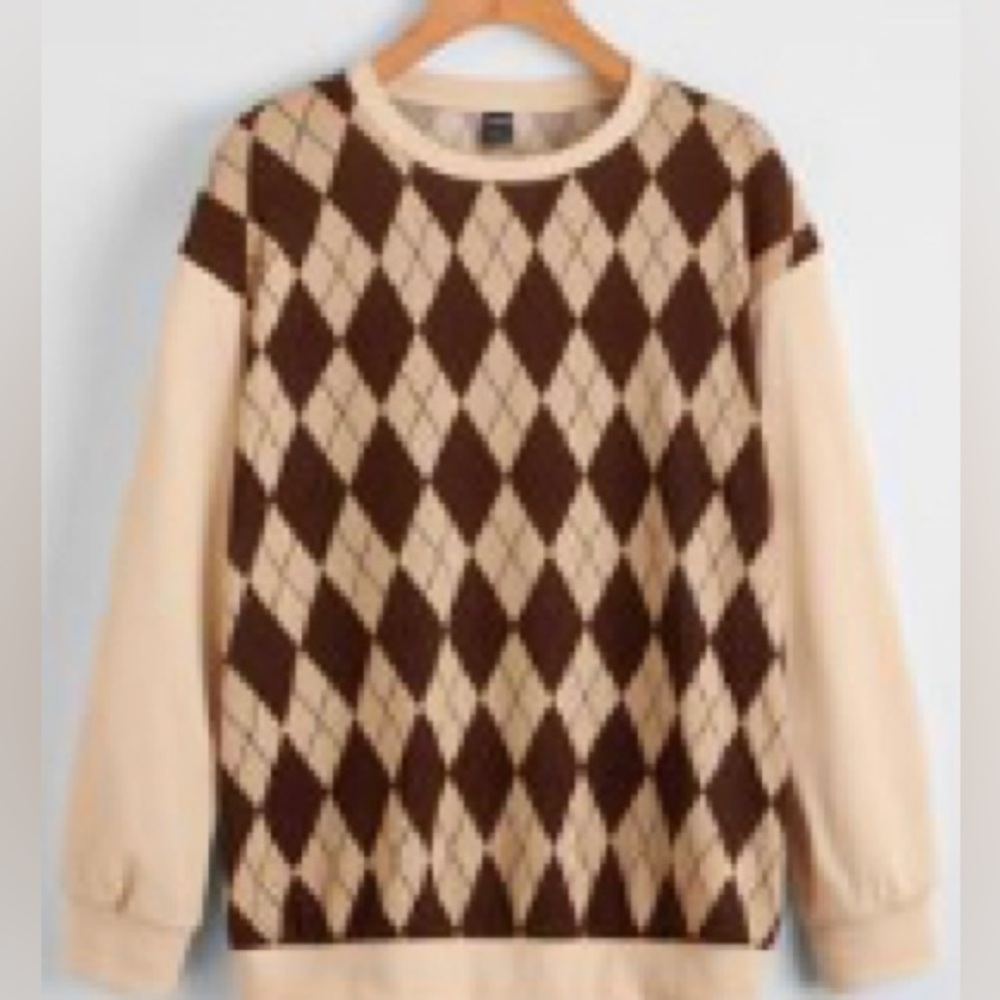 Argyle Print Drop
Shoulder Sweatshirt